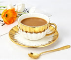 Cappuccino Cups with Saucers, 7.5 oz Ceramic Espresso Cup Set of 4 - Image 5