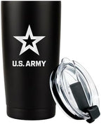 Military Gift Shop 20oz US Army Tumbler, Double-Walled Insulated Steel USA Coffee Mug with Lid-Army 20oz Tumbler by Military+Gift+Shop