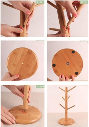 Cup Stand,Mug Stand,Wood Tree Coffee Cup Holder Wood Material Suitable for Hanging Mugs Mug Stands - Image 3