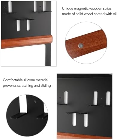 Coffee Portafilter Holder Rack, Iron & Composite Wood Organizer with Multi Slot Hook Space Saving Neat Tool Arrangement for Barista Coffee Station Shop Portafilter Holder - Image 4