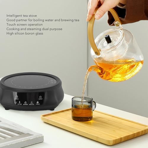 Electric Tea Kettle, 800W Mini Electric Ceramic Stove with 8 Adjustable Power Levels and 180 Minutes Timer, Intelligent Automatic Shutdown, for Boiling Water & Making Tea Coffee (Black) - Image 3
