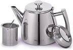 VeoHome Stainless Steel Tea Pot with Infuser - Keeps Heat Thanks to its Double Wall, Silver (0.5 Liter (17 oz))… by VeoHome
