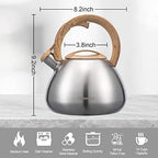 MARSKITOP Whistling Tea Kettle Stovetop, 2.6 Quart Stainless Steel, Silver - Image 6