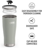 THERMOS Icon Series 24oz Stainless Steel Tumbler with Slide Lock Lid, Leakproof, Fits Cupholder, Dishwasher Safe, Griptec™ Non‑Slip Base, Keeps Drinks Hot 6 Hrs/Cold 22 Hrs, River Rock - Image 3