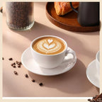 4 Set 12oz Cappuccino Cups with Saucers, Heavyweight Porcelain - Image 3