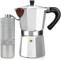 Manual Coffee Grinder Detachable Stainless Steel Conical Burr Aluminum Coffee Bean Grinder Silver with 3 Cup Aluminum Espresso Stovetop Moka Pot Express Coffee Maker Percolator Italian Classic by Theperfectcombinationofcoffeehomeandhealthylivingmakingeverydayadayofrituals