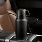 Double wall vacuum Leakproof stainless steel wide mouth insulated water bottle;tea tumbler with infuser,cup,lid;smart thermoses hot drinks;thermal flask ice coffee with led digital temperature display - Image 2