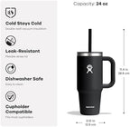 Hydro Flask Travel Tumbler with Handle, Lid and Straw - Insulated Stainless Steel in 24 Oz Glimmer Cream - Image 7