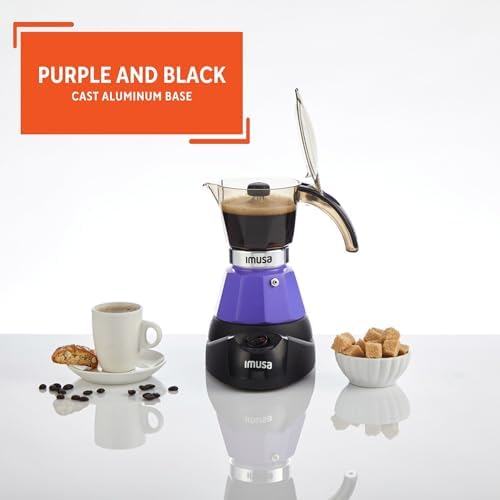 IMUSA 3 or 2 Cup Electric Espresso Maker with Cool-touch Handle, Purple - Image 3