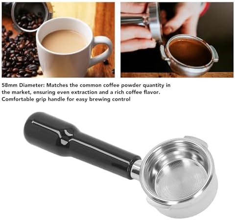 58mm Portafilter Bottomless Portafilter with 2 Ears, Stainless Steel Detachable Accessory for 9 Series, Compatible for Most Commercial Coffee Machines (Black) - Image 6