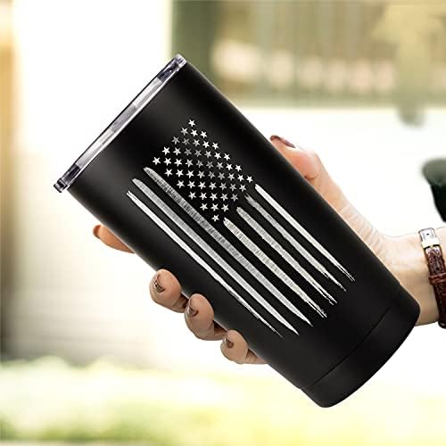 Military Gift Shop 20oz American Flag Tumbler, Insulated Steel USA Coffee Mug with Lid | Disabled Vet Owned Business | Flag 20 oz - Image 2