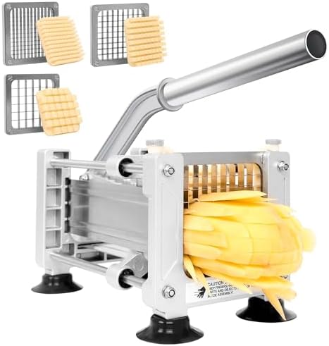 French Fry Cutter for Potatoes, Stainless Steel Blades, Silver by FSUON