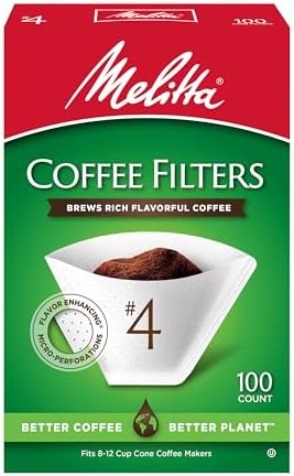 Melitta #4 Cone Coffee Filters, White, 100 Count (Pack of 6) 600 Total Filters Count - Packaging May Vary by Unknown