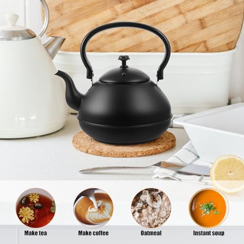 Luxshiny Vintage Tea Kettle Stainless Steel Water Kettle with Ergonomic Handle for Stovetop Use Kitchen Tea Pot for Boiling Water Oatmeal and Instant Soup 7.87 X 7.08 X 7.08 in - Image 7