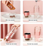 2025 Glass Tea Infuser Bottle with Heat-Insulated Design, Portable Double Glazed Cup for Loose Leaf Tea, 420ml/14.8oz, Includes Infusifier for Perfect Tea Brewing - Image 2