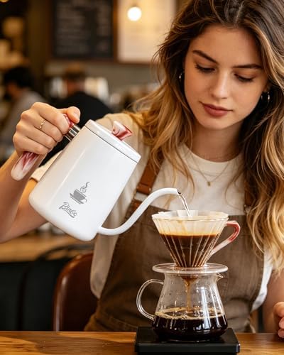 Bincoo Art Pour-Over Coffee Kettle, 600ml (20oz) Gooseneck Kettle with Long Fine Spout – Stainless Steel Drip Kettle for Home Office Camping, Hot Water Dispenser Only (Not for Stovetop) (Wood Grain) - Image 5