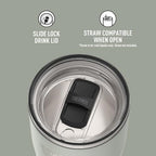 THERMOS Icon Series 24oz Stainless Steel Tumbler with Slide Lock Lid, Leakproof, Fits Cupholder, Dishwasher Safe, Griptec™ Non‑Slip Base, Keeps Drinks Hot 6 Hrs/Cold 22 Hrs, River Rock - Image 4