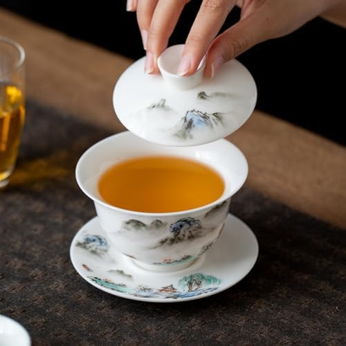 Gaiwan Tea Set Gongfu Tea Cup Chinese Landscape Ceramic Tea Set - Image 3