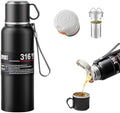 Stainless steel Vacuum Thermoses Bottle With Tea Infuser & Cup,Double Layer Insulated Coffee Bottles for Hot and Cold Drink Water Flask (Black, 1360ML) by Unknown