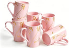 Pink Gold Marble Coffee Mugs Set of 6, 12 oz Porcelain by Loymokinar