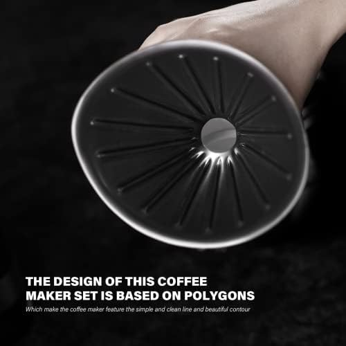 Pour Over Coffee Maker Set, Black Ceramic Coffee Dripper with V60 Paper filter, Black Ceramic Streamline Coffee Mug for Cafe Home Restaurant 6291-12201-03A - Image 6