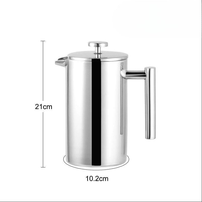 Stainless‑Steel Double‑Wall Insulated French Press Coffee Maker(Silver 1000ML) - Image 2