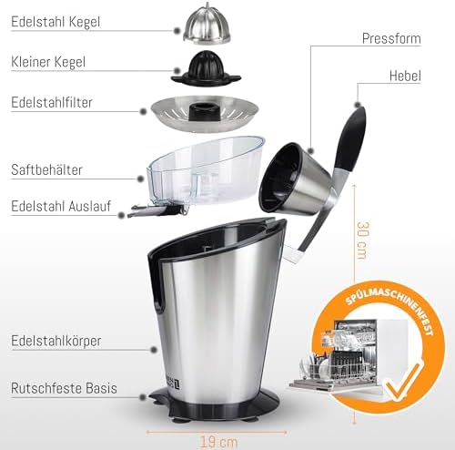 LEBENLANG Electric citrus juicer with high juice yield | Orange juicer squeezer 200W + 2 cones I Exprimidor de limones electrico Small juicers machine mini for citrus lemon Esprimidoras naranjas jugo - Image 3
