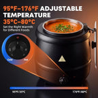 Commercial Soup Warmer Kettle with Hinged Lid & 13.4" Serving Ladle - Electric Food Warmer Pot with Adjustable Temperature Control - Ideal for Soup, Chili & Cheese for Catering, Buffet & Restaurant - Image 4