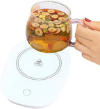 Mug and Warmer Set for Coffee Electric Plate for Beverage Heating at Home and Office White - Image 4