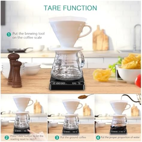 Digital Coffee Scale 3Kg 0.1G High Precision Rechargeable Drip Espresso Scale with Timer Portable Kitchen Scale Fine Scales, - Image 5