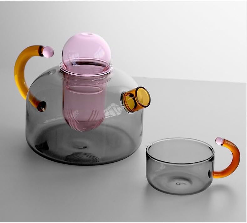 Glass Teapot Stovetop 13 OZ/400ml, Tea Pot with Removable Infuser, Colorful Clear Tea Kettle, Teapot Blooming and Loose Leaf Tea Maker Tea Brewer for Camping, Travel (Tea Pot-Gray) - Image 7