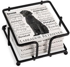 CafePress Black Lab Traits Tumbled Stone - Set of 4 Coasters Set of 4 w/holder by CafePress