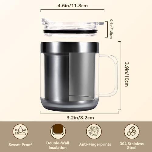 Electric Heating Cup, Mug Warmer with Sliding Lid(American Flag-12oz) - Image 4