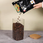 50oz Glass Food Storage Jars Set of 6,Glass Storage Containers Clear Glass Food Canister with Bamboo Lid Airtight For Serving Tea, Coffee, Flour, Sugar, Candy, Cookie, Spice and More (Square) - Image 5