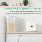 Airtight Rice Container 25 Lbs with Handle and Cup – 12.68Qt Large Flour Sugar Storage Container with Pop Up Seal & Hanging Lid Hooks, Clear Tall Food Storage Bin for Kitchen Pantry Organization - Image 6