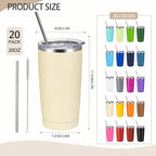 YOUKE OLA 20 Pack Stainless Steel Tumbler Vacuum Insulated Travel Mug Bulk Powder Coated Coffee Mug Gift for Laser Engrave, 20oz Mix Colors - Image 2