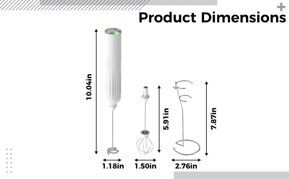 Rechargeable Milk Frother with Stand, 1500 mAh Battery, 6500 RPM Electric Drink Mixer, Stainless Steel Whisks, Type-C Charge, 400 Second Runtime, Handheld Frother for Latte, Coffee, Cappuccino - Image 2