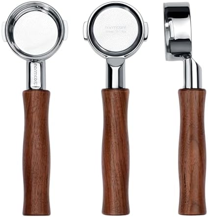 Normcore 57mm Bottomless Portafilter Fits Lelit 57 Groups - Anna and Anita, Naked Portafilter with Genuine American Walnut Handle by NORMCORECOFFEETOOLS