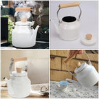 BESTOYARD Enamel Tea Kettle Whistling Tea Kettle Stovetop Thickened Boiling Water Pot for Gas and Induction Cooktops 9.84 X 5.90 X 5.90 in Home Office Restaurant - Image 4