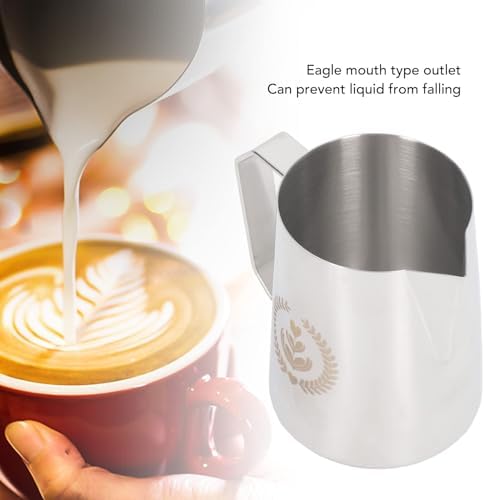 600ml Stainless Steel Frothing Jug Pitcher, Food Grade Milk Frother Cup with Eagle Spout, Thickened Comfortable Handle, Integrally Formed Sturdy Design - Image 6