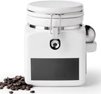 Ceramic Coffee Canister with Airtight Lid and Scoop, Large 74 Fl Oz / 2.2 L Kitchen Food Storage Container Jar for Grounds Coffee, Beans, Tea, Sugar, Flour, Cereal, Nuts, Cookie, White by MIECOO+MIECOO