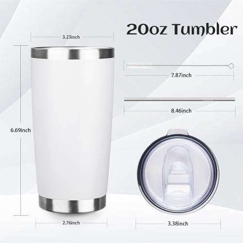 DIW 20oz Insulated Tumbler Bulk with Lid Travel Coffee Mug(White,4 Pack) - Image 2
