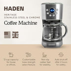 HADEN 12 Cup Programmable Drip Coffee Maker Machine, Stainless Steel/Chrome - Image 2