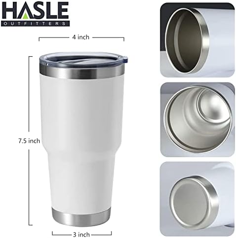 HASLE OUTFITTERS 30oz Stainless Steel Tumbler, Double Wall Vacuum Insulated Travel Mug Tumbler, Durable Insulated Coffee Mug, Gift Box Set (White, 8) - Image 3