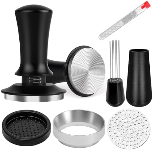 58mm Espresso Accessories Kit, Spring Loaded Calibrated Tamper, WDT Tool, Puck Screen and Dosing Funnel Set Fits Delonghi 58 mm Espresso Coffee Machines and Portafilter, Professional Barista Tools by Unknown