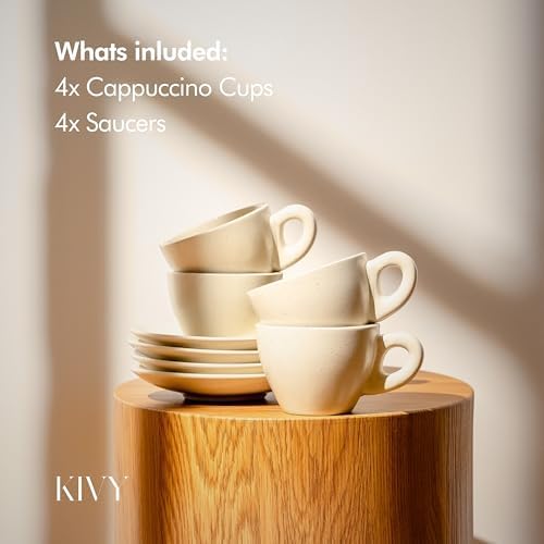 KIVY Cappuccino Cups set - 4x 8oz - Thick-walled stoneware cappuccino cup - Image 5