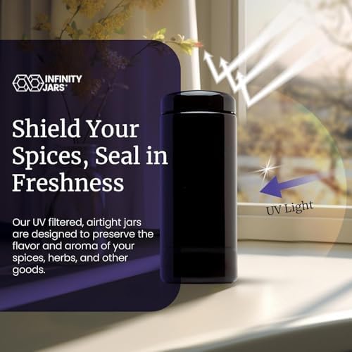 Infinity Jars 1 L Airtight Smell Proof Coffee Canister Set, 6 Pack, Black - Image 6