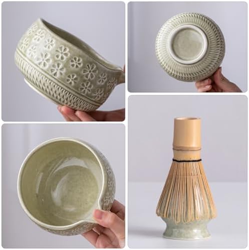 Buucup Matcha Whisk Set, Ceramic Matcha Kit Set with Bowl & Tools, Green - Image 4