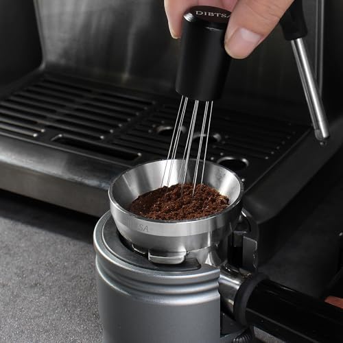 DIBTSA WDT Espresso Distribution Tool, 9 Needles Distributor, 304 Stainless Steel 0.35mm Needle Coffee Stirrer, Anodized Aluminum Handle With Stand, Matte Black - Image 2