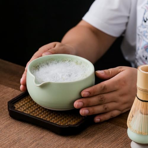 Pink Japanese Matcha Tea Set of 4 Ceremony Matcha Kit with Matcha Bowl(Chawan) with Pouring Spout, Matcha Whisk (Chasen), Scoop (Chashaku) for Japanese Tea Ceremon - Image 5